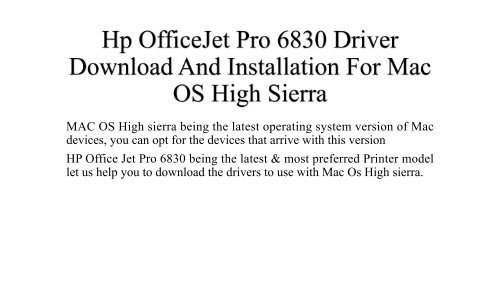 Hp Print Drivers For Mac Os High Sierra